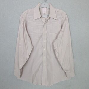 Brooks Brothers Button-Down Dress Shirt Checkered Traditional Fit Mens 16.5 34